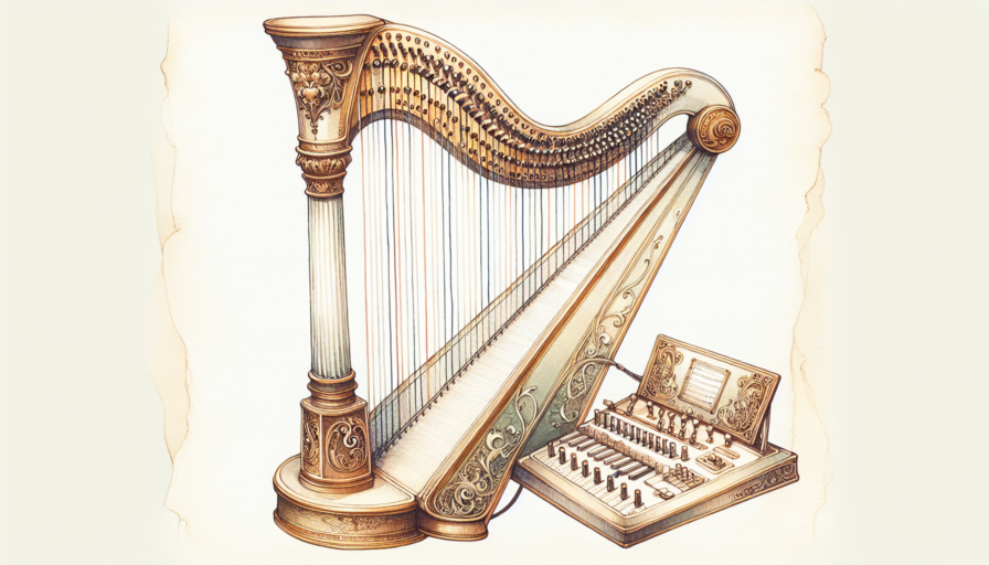 arpa instrumento musical para colorear