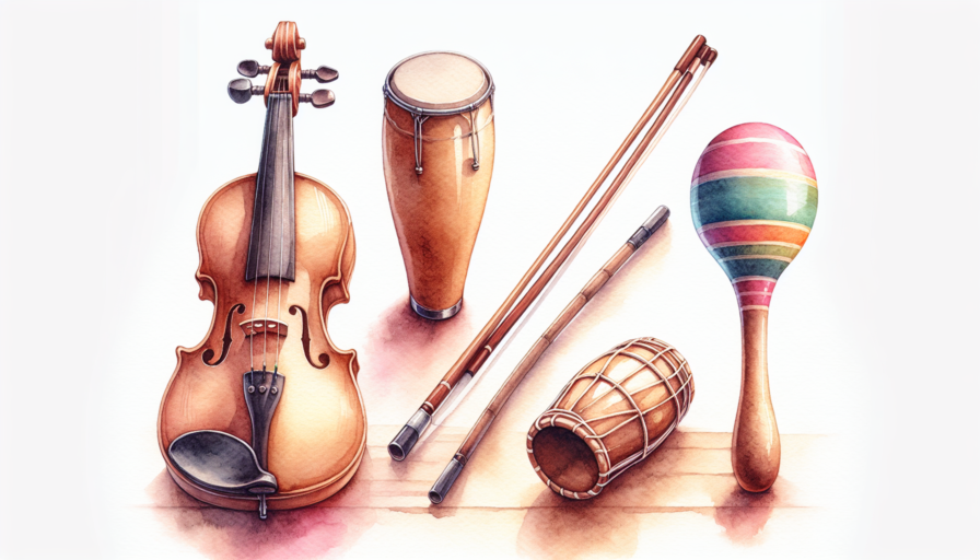 instrumentos musicales arco tubo maraca