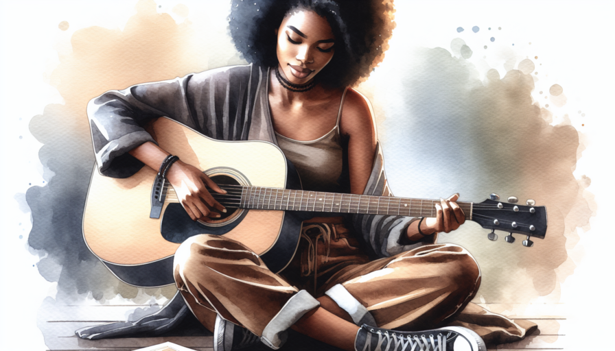 mujer tocando la guitarra